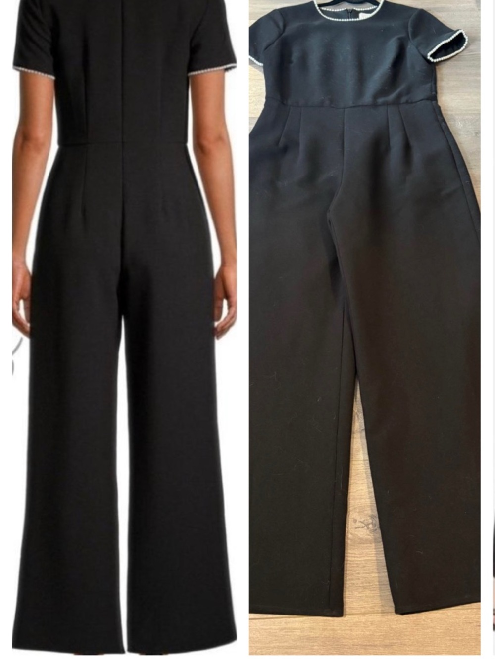 Gal Meets Glam Nadia Faux Pearl Embellished Short Sleeve Jumpsuit